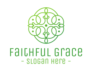 Green Floral Cross logo design