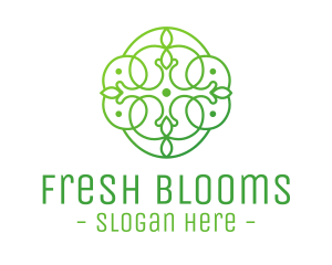 Green Floral Cross logo