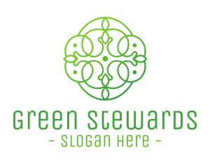 Green Floral Cross logo design