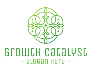 Green Floral Cross logo design