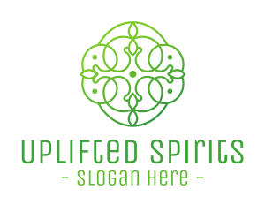 Green Floral Cross logo design