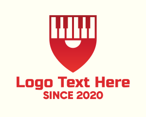 Keyboard - Red Piano Location Pin logo design