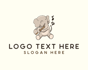 Flute - Elephant Flute Music logo design