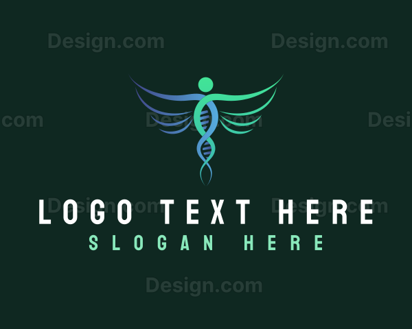 Medical DNA Strand Wings Logo