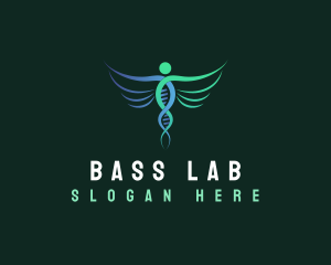 Medical DNA Strand Wings logo design