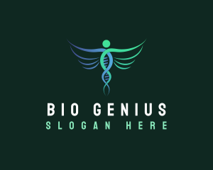 Medical DNA Strand Wings logo design