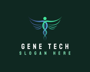 Medical DNA Strand Wings logo design