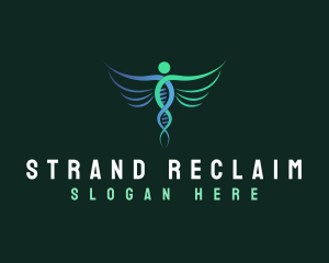 Medical DNA Strand Wings logo design