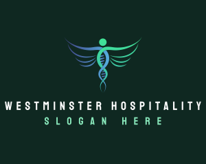 Medical DNA Strand Wings logo design