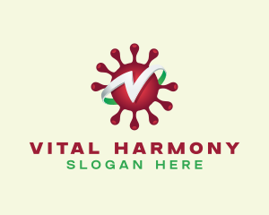 Virus Disease Letter V logo design