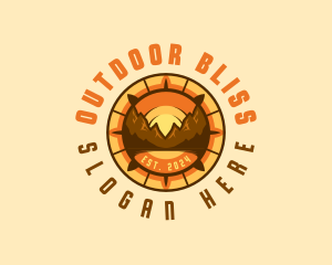 Mountain Navigation Compass Voyage logo design