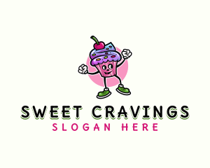 Sweet Cupcake Cartoon logo design