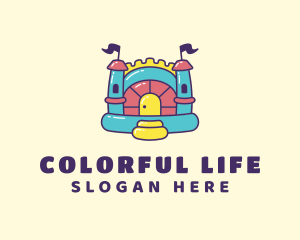 Colorful Bounce House Castle logo design