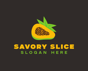 Papaya Fruit Slice logo design