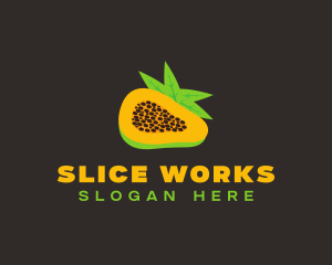 Papaya Fruit Slice logo design