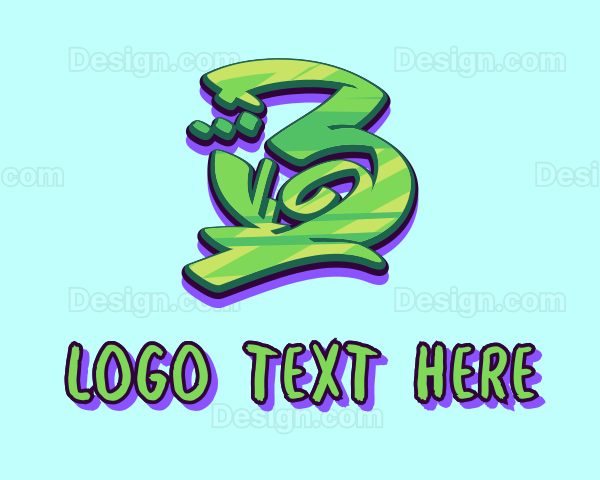 Green Graffiti Art Number 3 Logo