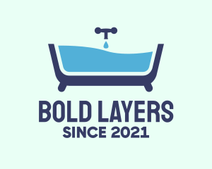 Blue Bathtub Bath logo design