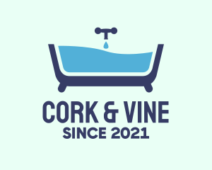 Blue Bathtub Bath logo design