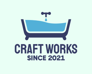 Blue Bathtub Bath logo design