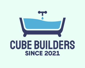 Blue Bathtub Bath logo design