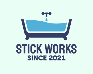 Blue Bathtub Bath logo design