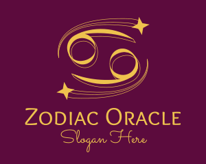 Gold Cancer Zodiac Sign logo