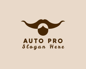 Bull Hipster Mustache Logo