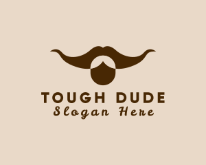 Bull Hipster Mustache logo design