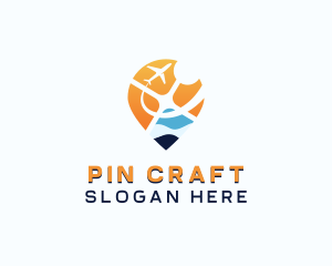 Airplane Location Pin logo design