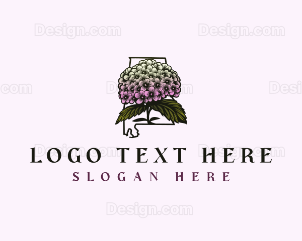 Alabama Hydrangea Flower Logo