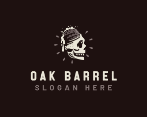 Skull Beer Barrel Brewery logo design