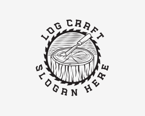 Chisel Log Woodwork logo design