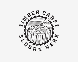 Chisel Log Woodwork logo design