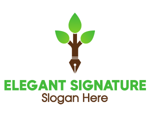 Pen Nib Tree logo design