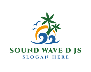 Summer Beach Resort Wave logo design