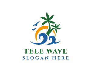 Summer Beach Resort Wave logo design