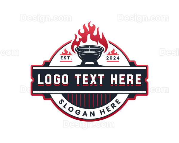 Barbecue Grill Fire Logo