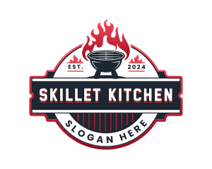 Barbecue Grill Fire logo design