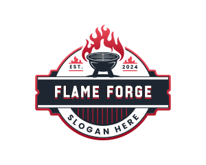 Barbecue Grill Fire logo design