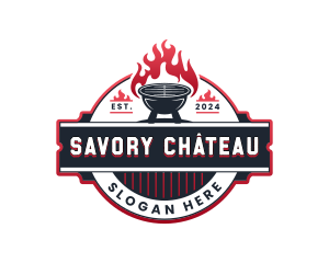 Barbecue Grill Fire logo design