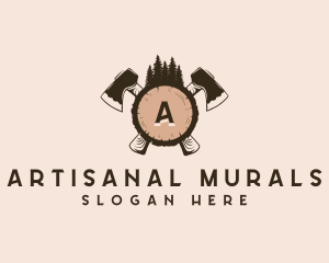 Wood Timber Axe logo design