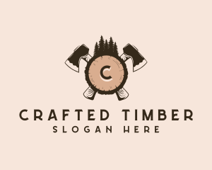 Wood Timber Axe logo design