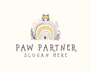 Kindergarten Cat Rainbow logo design