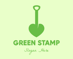 Green Shovel Heart logo design