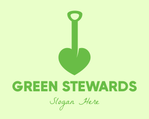 Green Shovel Heart logo design