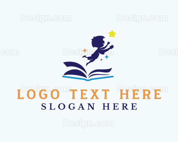 Child Kindergarten Book Logo