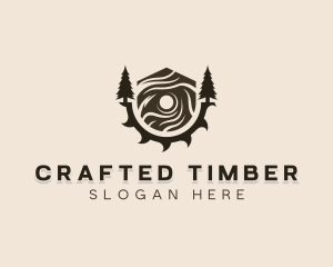 Circular Saw Pine Tree Carpentry logo design