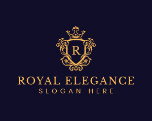 Ornate Royal Crown Shield logo design