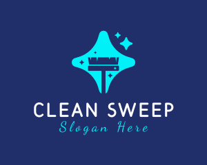 Broom Sparkle Clean logo design