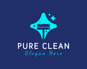 Broom Sparkle Clean logo design